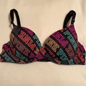 Pink Victoria’s Secret Wear Everywhere Lightly Lined Logo Bra Size 32B